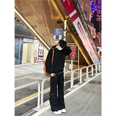 灰色简约高级感连帽卫衣男女秋冬宽松星星印花痞帅情侣帽衫外套潮，女装短外套，星座1210-1