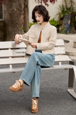 现货机车风外套2025春装新款女装时尚休闲简约短款立领落肩袖夹克，女装皮衣，美拉德工厂直营店