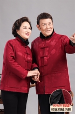 情侣羽绒风唐装男女脱卸羽绒90白鸭绒中老年冬羽绒服唐装外套，男装羽绒服，钱塘723