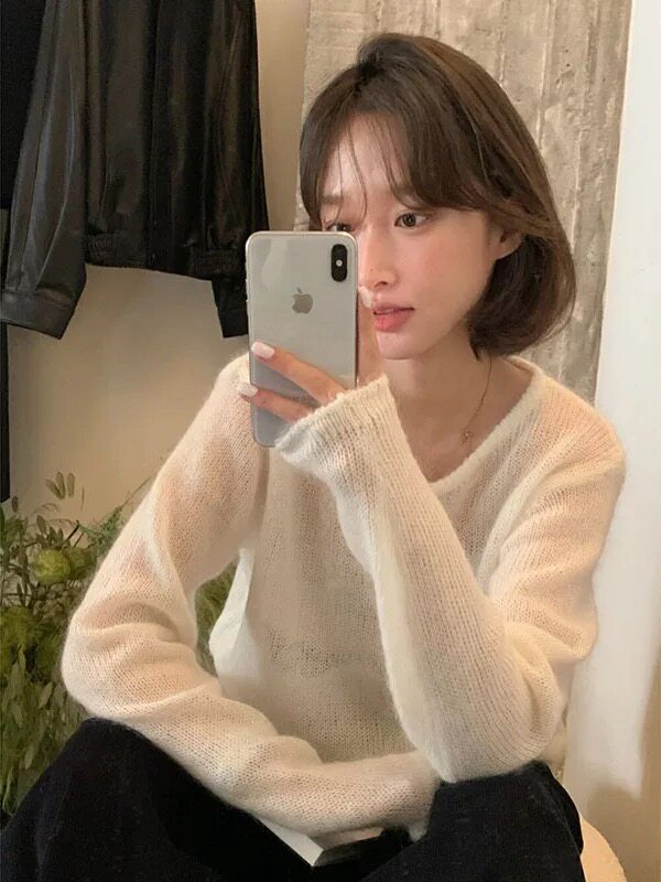 2025年秋季新款多色针织上衣时尚休闲通勤百搭保暖男女同款长袖，女装针织衫/毛衣，恩泰羊绒