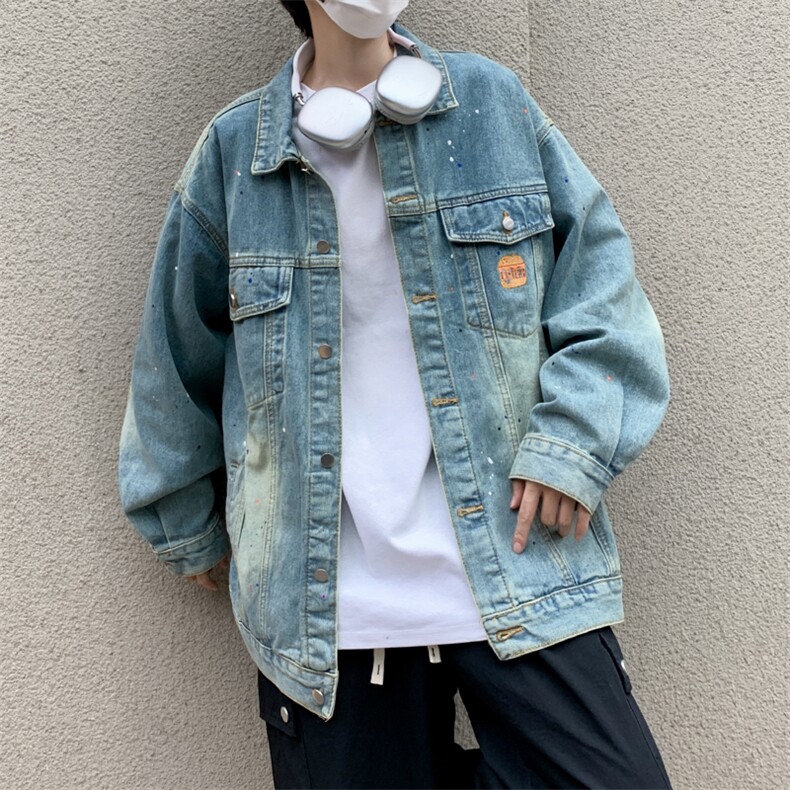 2023秋季男士宽松牛仔夹克休闲港风外套JK0283-P65,男装夹克,星座308B-1