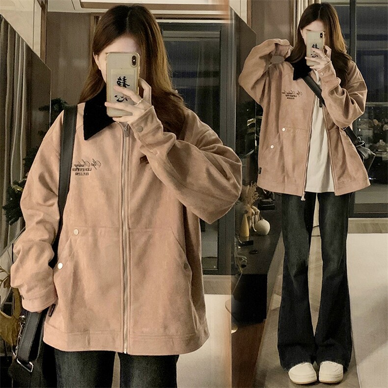 麂皮绒外套女春秋新款美式复古休闲棒球服潮牌C694-88,女装短外套,星座911-2(原星座613-2）
