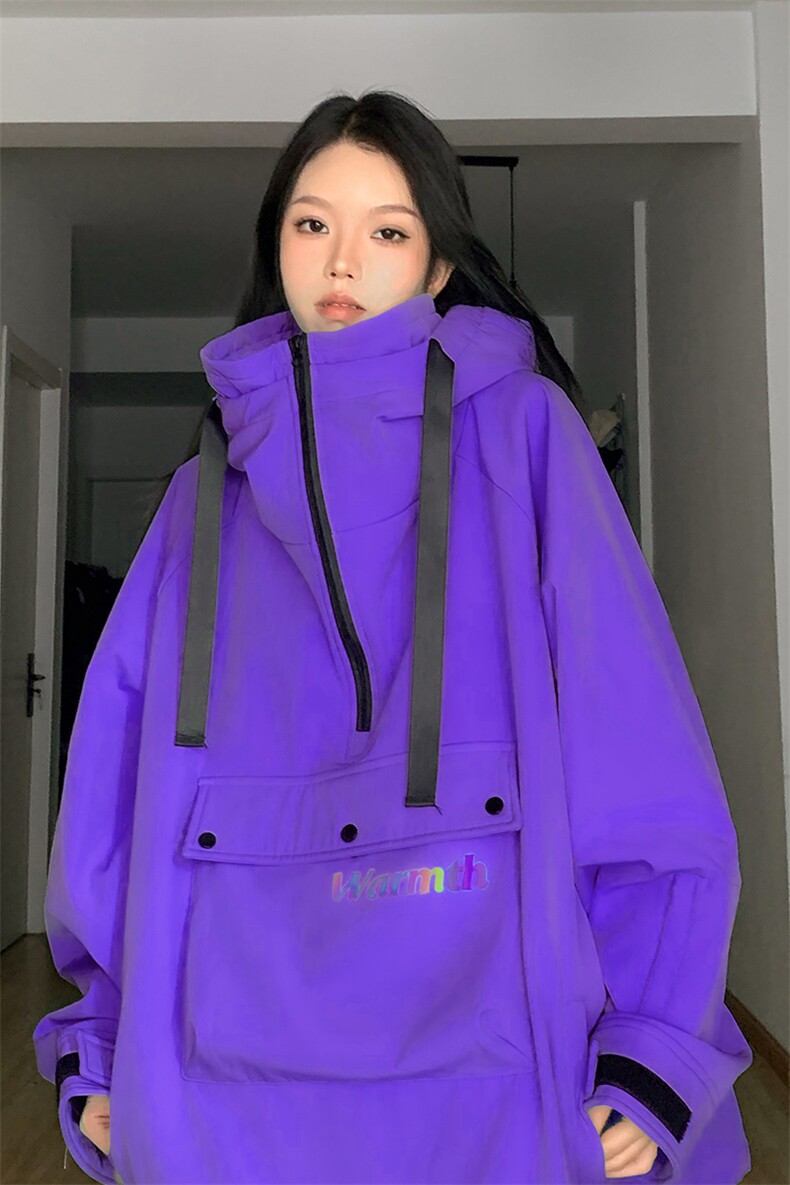 冬季连帽套头中性滑雪服大码加绒加厚防水防风情侣款外套M25-P175,男装棉衣,电商A001-1
