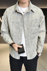 夹克字母刺绣牛仔衬衫翻领牛仔男外套A329-N9536-P105，男装夹克，电商A329