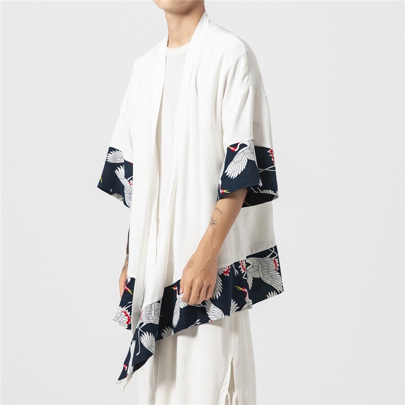 夏季大码风汉服唐装薄款和服防晒衫披风复古道袍情侣F10/P65，男装防晒衣，钱塘713