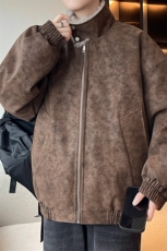 座山雕男装冬季美式加绒加厚夹棉皮衣外套潮情侣款XZ102B-1P115，男装皮衣，星座102B-1