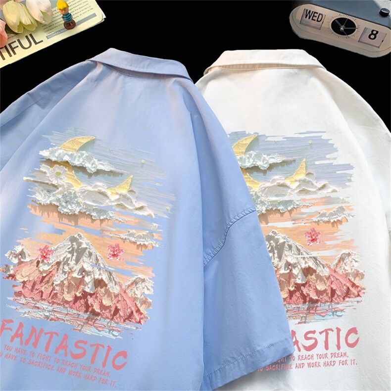 电商DSA028-MDSP846夏季新款港风百搭潮流印花短袖衬衫男,男装T恤,电商A028