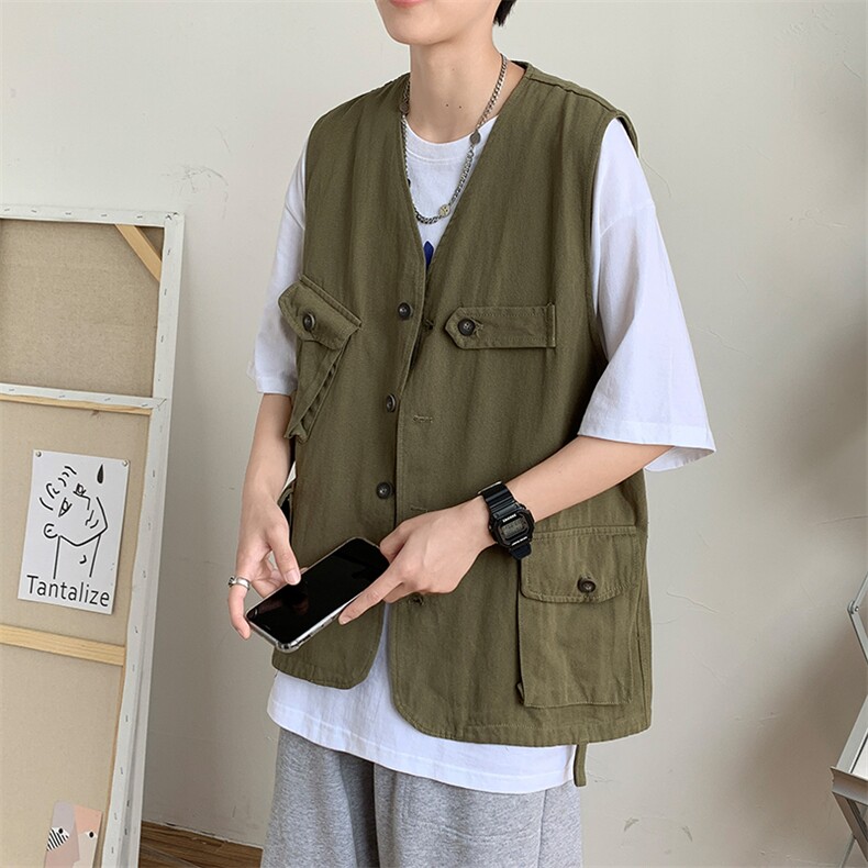 夏季薄款多口袋工装马甲男ins潮牌日系宽松休闲潮背心W7107-P32,男装背心/马甲,星座512-2
