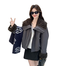 新款！羊羔毛拼接两面穿派克服外套2C133-8995-P225-K328，女装派克服，2C133