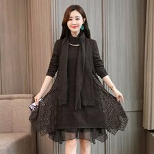 蕾丝衫中长款加绒打底衫2020冬季新款潮流宽松简约，女装蕾丝衫/雪纺衫，安之芮娜