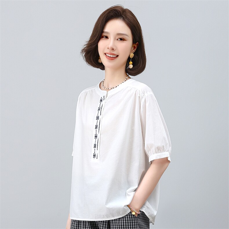 叶笙衣2538宽松刺绣T恤,女装T恤,叶笙衣