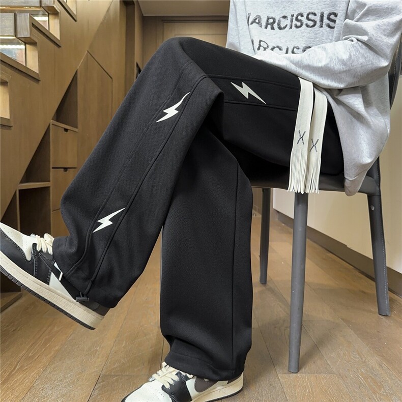 2025个性设计感夜光闪电曝光直筒裤子宽松潮流休闲裤CK72*特批28，男装休闲裤，星座511-1