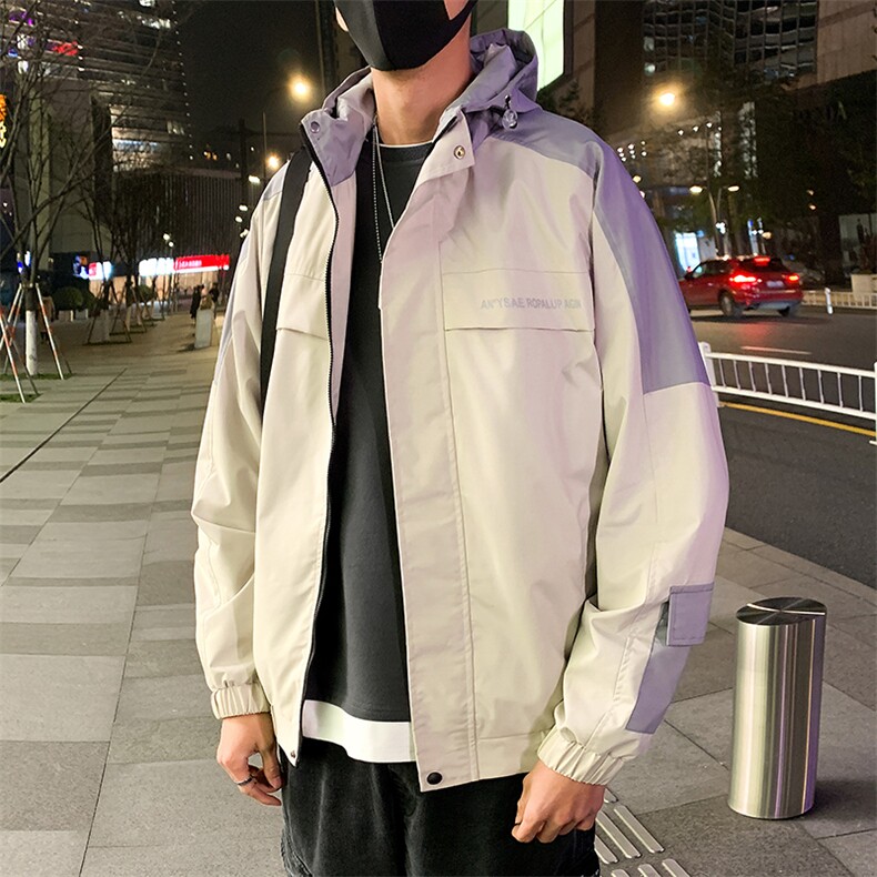 男士秋季连帽外套新款韩版宽松休闲夹克男青年男装茄克潮J,男装夹克,电商B226-2（原B217-2）