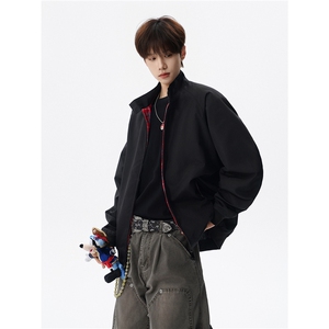 美式复古棒球服外套男春秋季潮牌拉链立领夹克宽松上衣服JK005图片