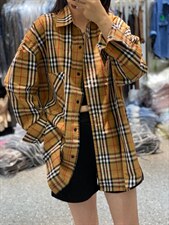 2022秋季新款时尚大方显瘦气质宽松休闲格子衬衫，女装衬衫，L·H·X