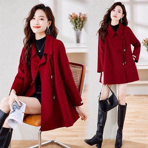 2023冬装新款双面羊毛流苏盘扣小个子斗篷女外套图片