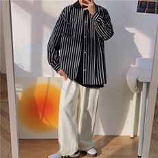 条纹衬衫设计感小众休闲百搭秋季新款ins潮流长袖衬衣W1407-P33，男装衬衫，星座512-2