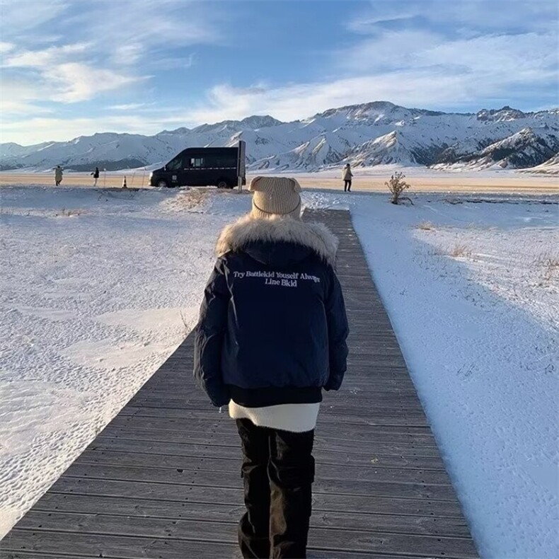 美式潮牌座山雕毛领保暖棉服男女冬季情侣派克服外套棉衣,男装棉衣,星座506A