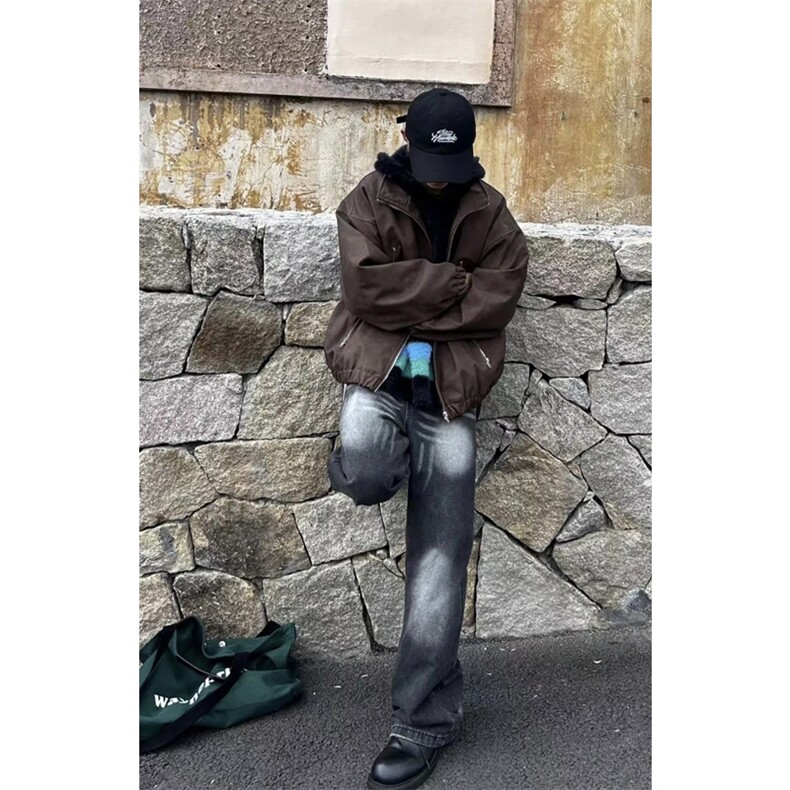 网图美拉德拉链大口袋美式复古做旧PU皮夹克X1213-DY2315-特P80,男装夹克,星座1213