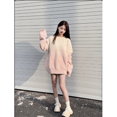 软糯渐变粉色提花毛衣男女套头冬季设计感小众氛围感水貂绒针织衫，男装针织衫/毛衣，星座506