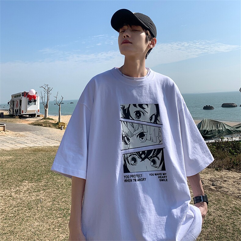网红短袖T恤男夏季ins超火宽松半袖上衣卡通日系潮牌体恤T176-p28,男装T恤,星座1008
