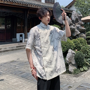 现货真棉麻新中式 风新款24夏季竹叶提花短袖上衣CS35-P65图片