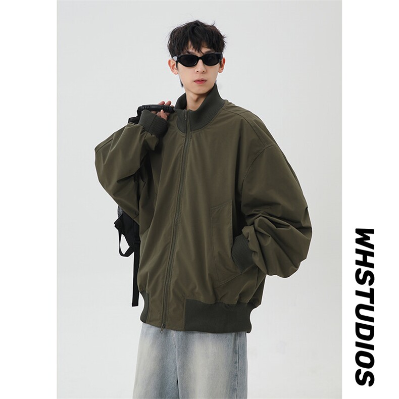 港风日系复古设计感拼接高领开衫夹克外套XZ213-JK4000-P60控88,男装夹克,星座213