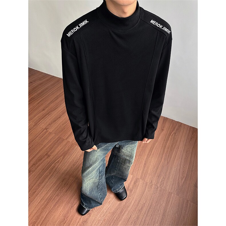 德绒印花打底衫宽松慵懒风半高领卫衣男女DT53083-TP1939，男装T恤，电商A102