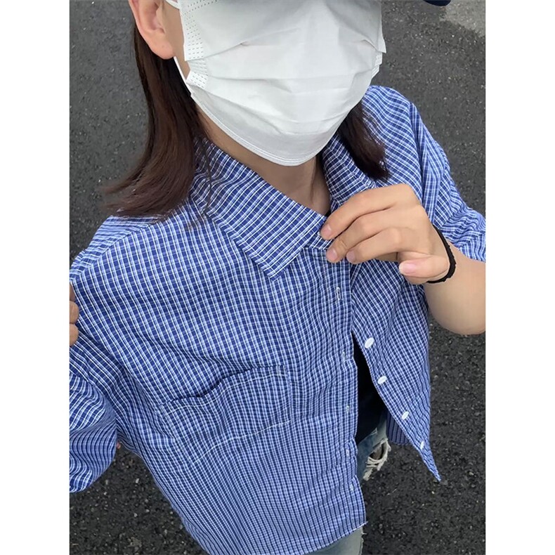 格子衬衫春夏美式短袖衬衫港风情侣装休闲衬衣CS286-P30,男装衬衫,星座301C-5