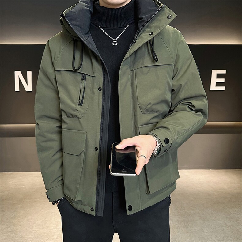 新标90白鸭绒2025年连帽时尚潮流保暖羽绒服男YR6063-P240,男装羽绒服,电商D240-242