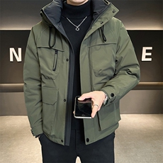 新标90白鸭绒2025年连帽时尚潮流保暖羽绒服男YR6063-P240，男装羽绒服，电商D240-242