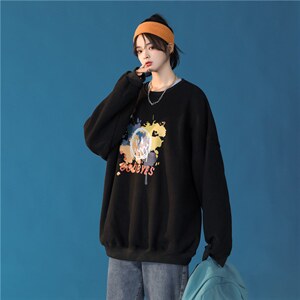 中性港风秋季新款潮流印花圆领卫衣宽松外套 /WY86 P38图片