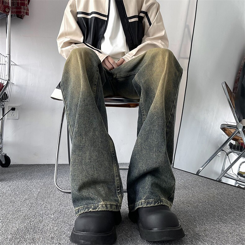 牛仔裤男春秋美式街头宽松长裤带吊绳N07029-P45,男装牛仔裤,星座308B-2