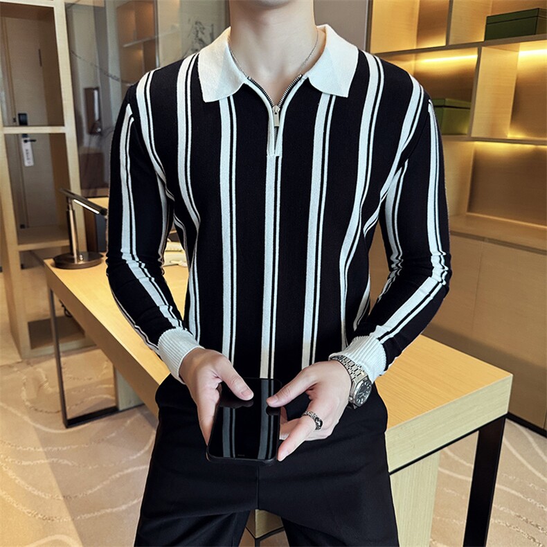 盗图-痞帅翻领半拉链套头针织衫英伦商务毛衣男MZ13/P58控88,男装针织衫/毛衣,电商A243