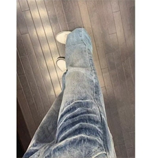 小众设计感蓝色闪电纹牛仔裤男女直筒美式vibe风裤子高街微喇，男装牛仔裤，星座218-1（原230）