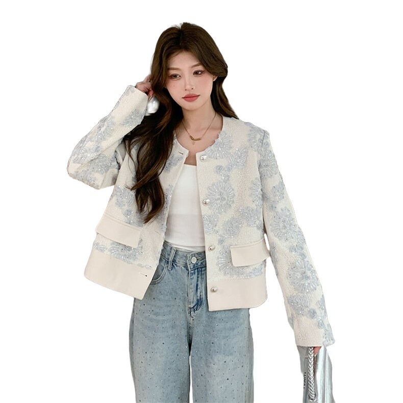 现货新款2025年春季时尚百搭蕾丝拼接外套1C119-P165-K235,女装连衣裙,英标秀