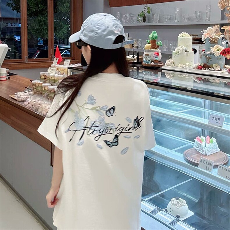 万针全刺绣解构设计260克重磅双纱纯棉高品质美式高街短袖T恤特35,男装T恤,电商A486