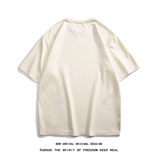 白底23新款夏季时尚百搭鹿皮绒卡通印花短袖T恤DT1109P30控48，男装T恤，电商A247-1