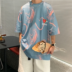男潮流百搭休闲2023夏季港风ins印花短袖T恤男装T257-P22，男装T恤，星座512-2