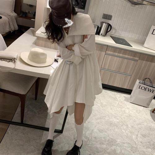 不对称领衬衫裙，女装衬衫，XTZ style