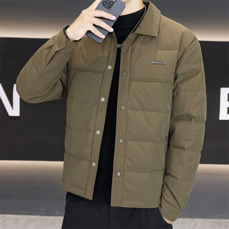 衬衫翻领男士羽绒服2025冬季新款轻薄保暖防寒休闲百搭外套,男装羽绒服,星座914