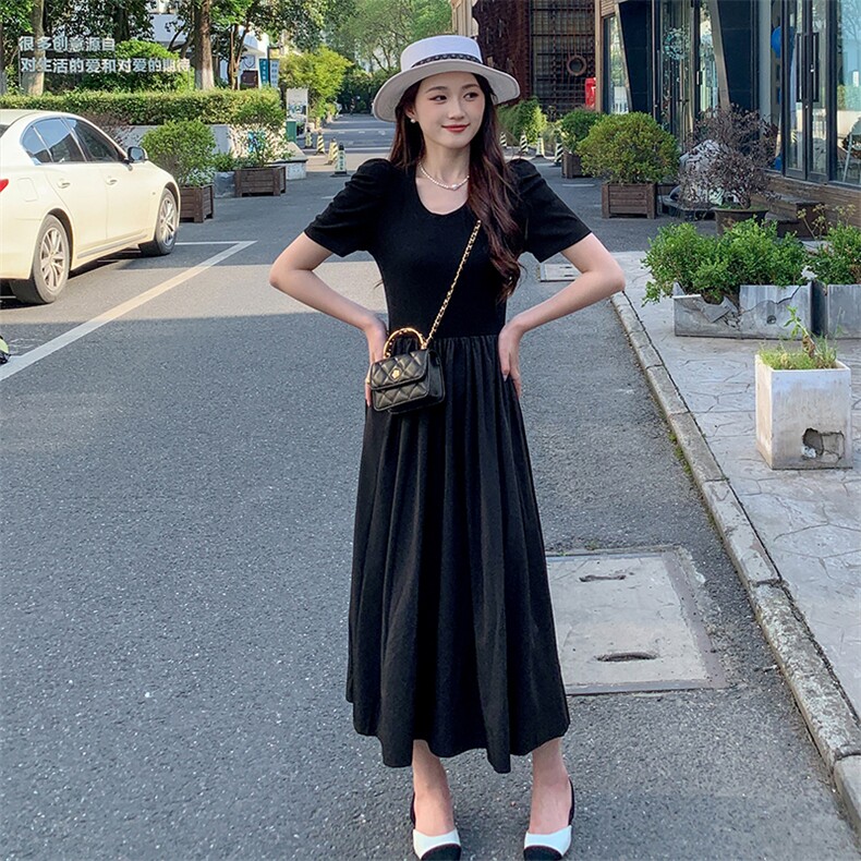 《现货新品》拼接假两件高腰休闲连衣裙,女装连衣裙,MQ
