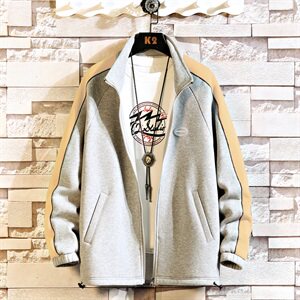 2021春季新白砖墙日系大码男条纹休拼接闲开衫运动卫衣W5008-P50图片