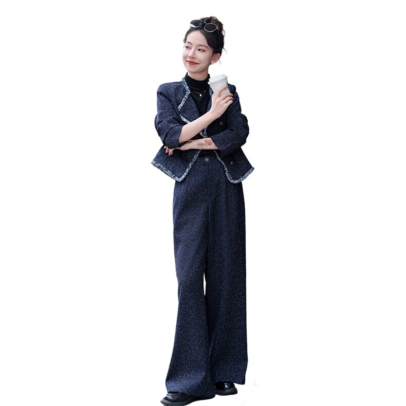 2024早秋新款欧货小香风流苏马甲上衣+阔腿休闲裤套装,女装套装/套裙,曼娅璐
