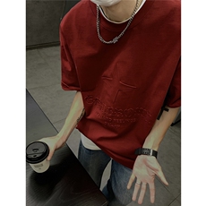 港风钢印多色大码短袖T恤男DT77781P28块特价控55：供抖音视频，男装T恤，星座227-7