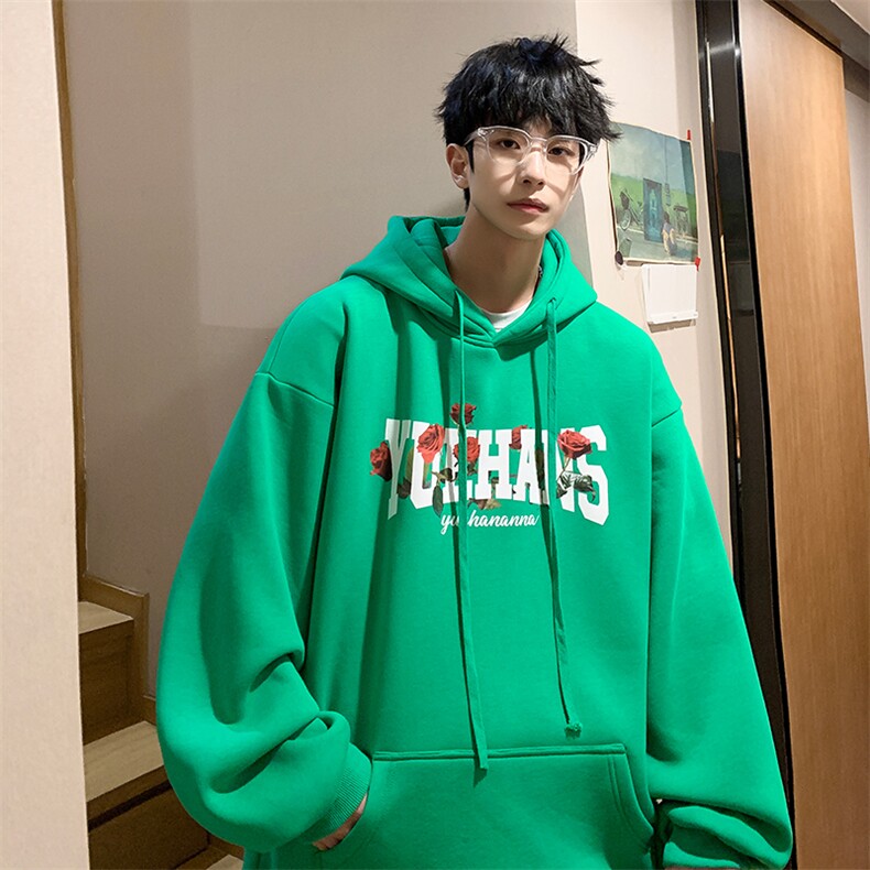 抖音供货、复合360克现货字母印花连帽卫衣宽松D223A-WY225-P50,男装卫衣,电商019-1
