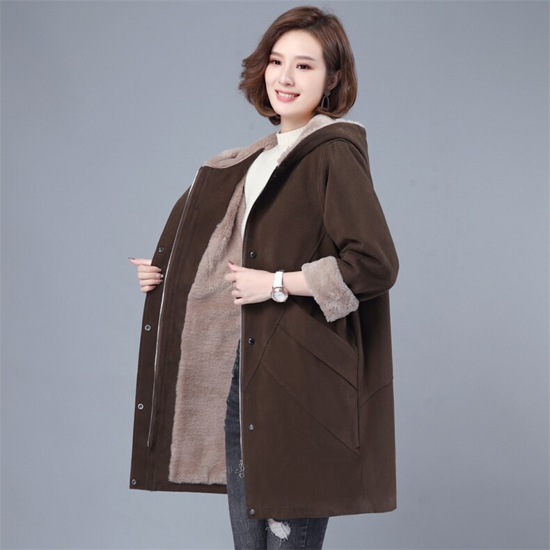 时尚保暖纯棉派克服女款宽松显瘦中长款外套冬季新款潮流女装,女装派克服,韩派