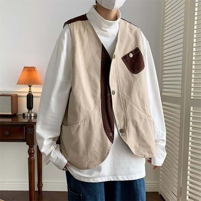 马甲潮男V领标准潮流ins简约痞子帅春季日系原宿W4549-P38,男装背心/马甲,星座412-2