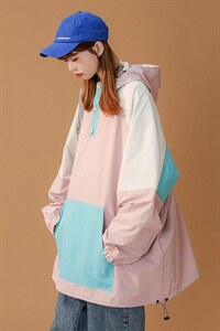 ！秋季新款多色宽松拼色嘻哈带帽休闲夹克外套--G570 P75控88图片