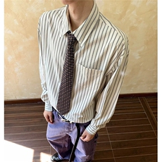 条纹长袖衬衫男士休闲商务百搭免烫尖领帅气衬衣，男装衬衫，星座410-6（原星座1304-1）